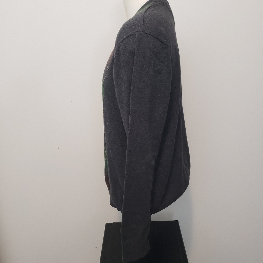 Tommy Hilfiger Y2K Men's Cabincore V-Neck Sweater‎ Gray Green Argyle Size XL - Picture 3 of 7